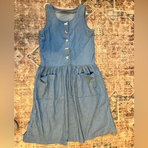 Handmade Chambray Dress w/ Ceramic Buttons